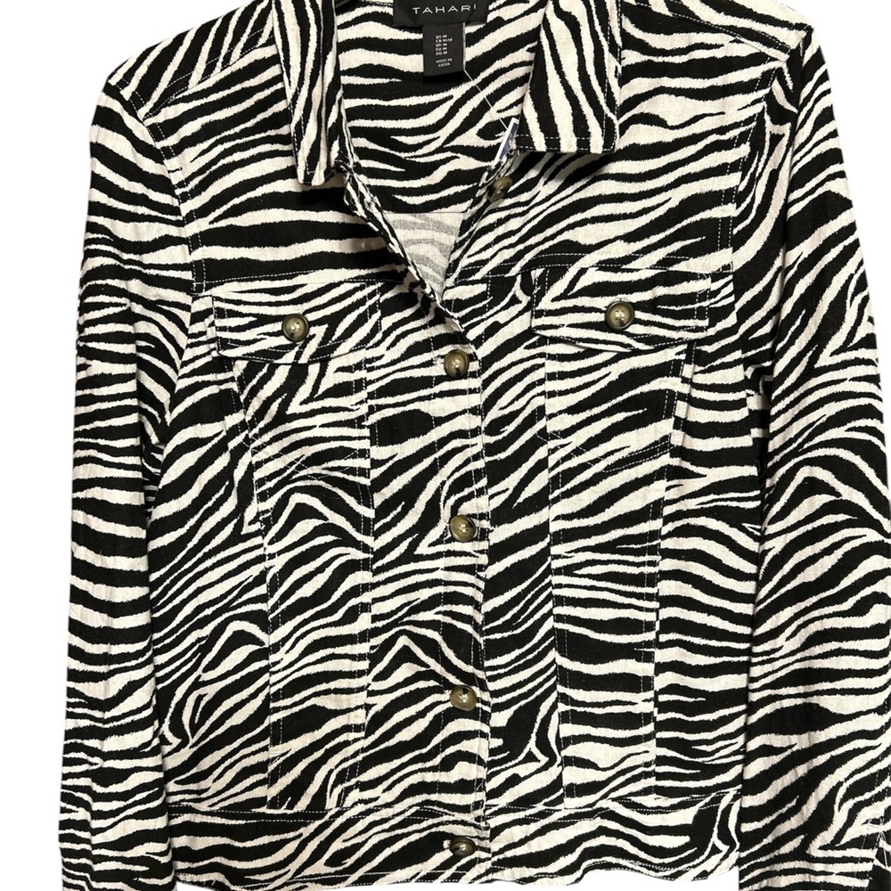 Tahari Women's Zebra Pattern Jean Jacket - Picture 4 of 4